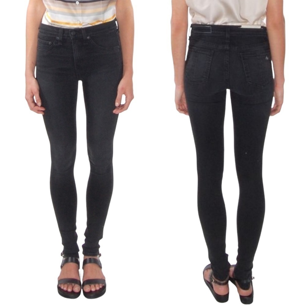 Rag & Bone High Rise Leggings in Washed Black